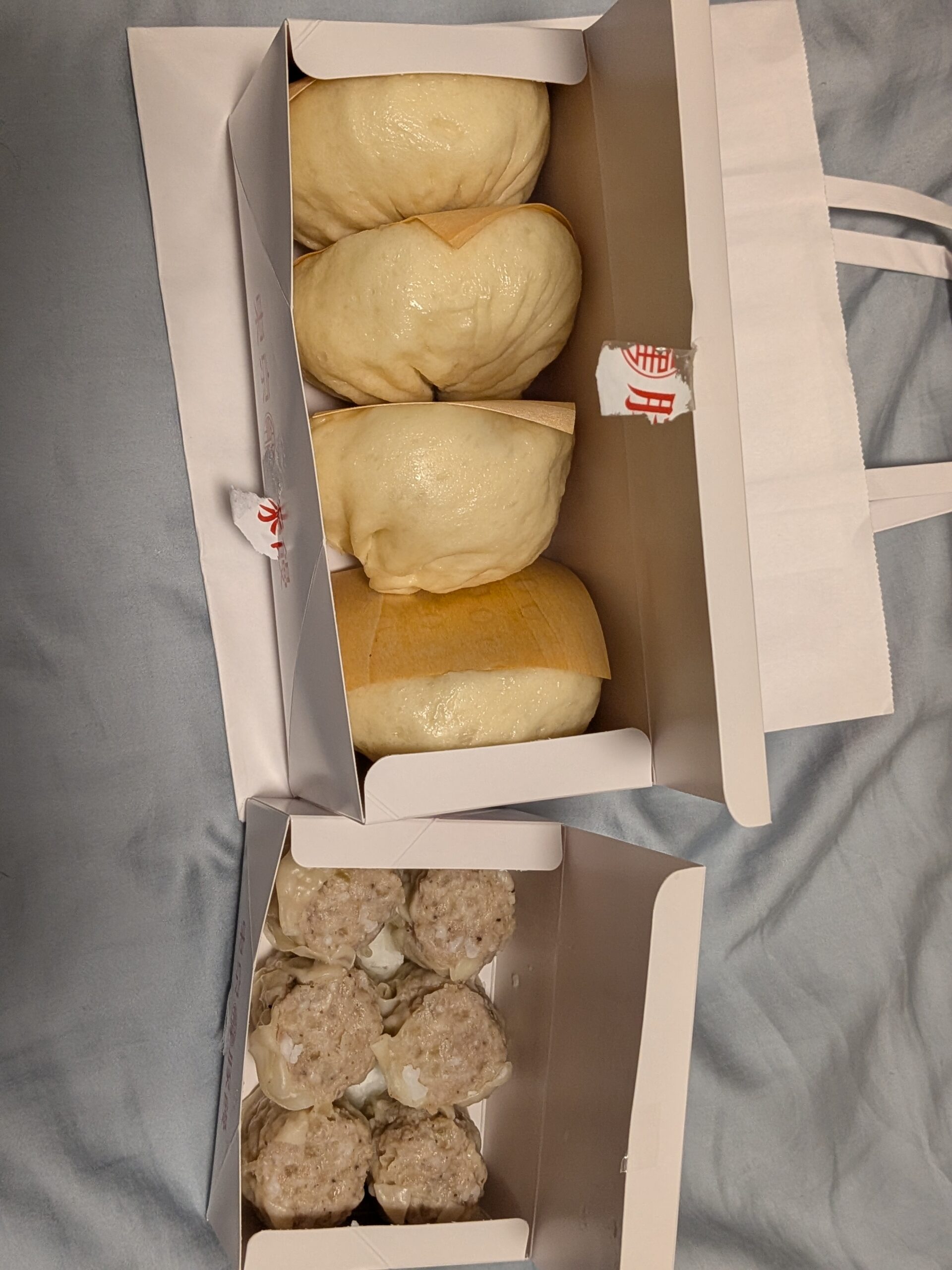持ち帰った羅家 東京豚饅の豚饅と焼売